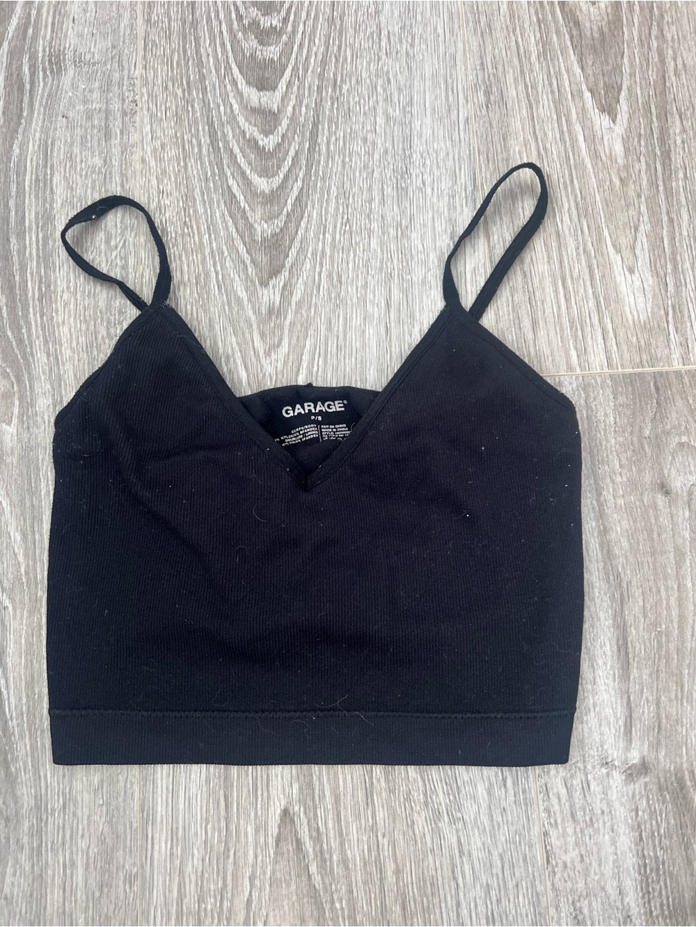 Garage Black Ribbed V-Neck Cami